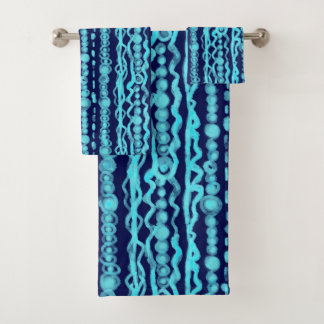 Turquoise and Blue Bath Towel Set