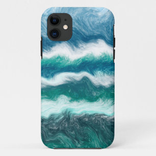 Turquoise and Blue Ocean Waves iPhone 11 Case