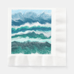 Turquoise and Blue Ocean Waves Napkin