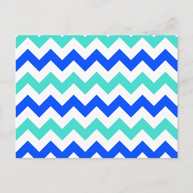 Turquoise and Blue Zigzag Postcard (Front)