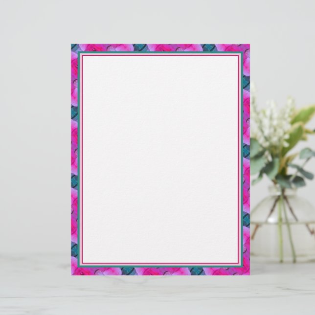 Turquoise And Bright Pink Letterhead (Standing Front)