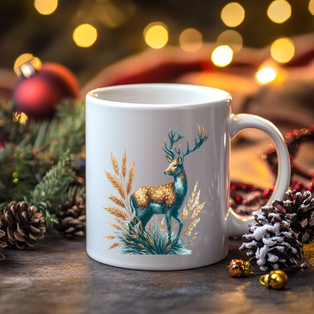 Turquoise and Brown Buck Deer  Coffee Mug (Creator Uploaded)