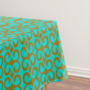 Turquoise and Brown Elegant Pattern Tablecloth