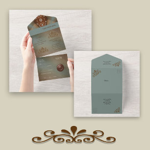 Turquoise and Brown Western All In One Invitation
