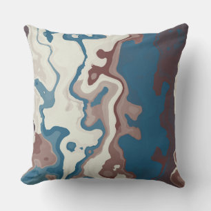 Turquoise and Clay Red Abstract Throw Pillow