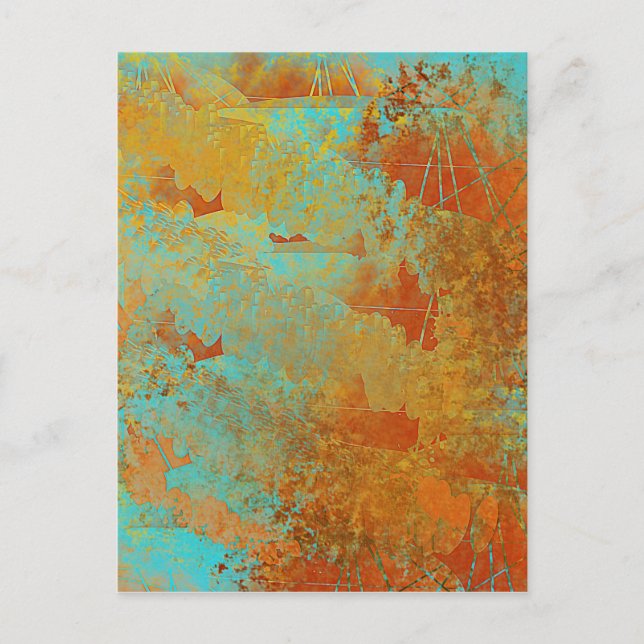 Turquoise and Copper-Red Abstract Postcard (Front)