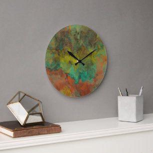 Turquoise and Copper with Gold Accents Large Clock
