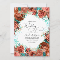 Turquoise and Coral Rustic Floral Wedding
