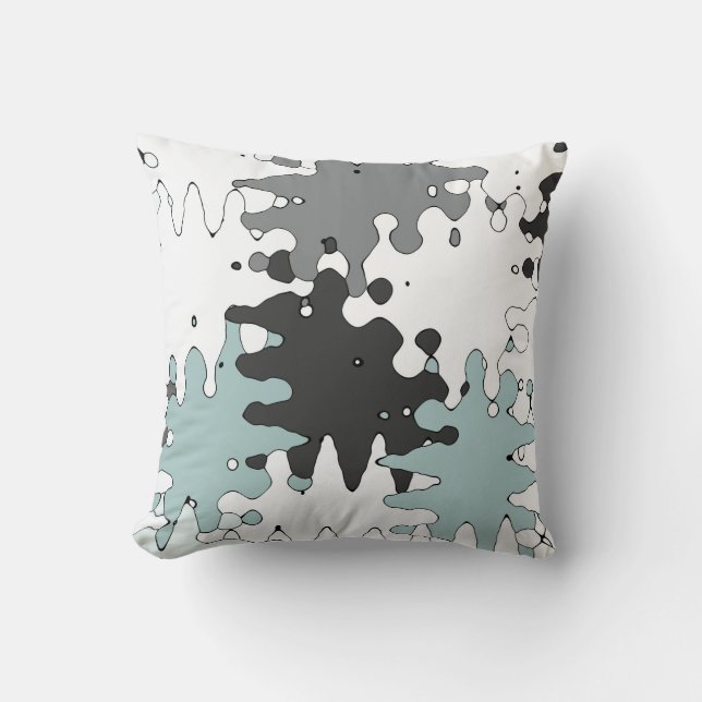 Turquoise and Coral Unique Pattern Throw Pillow (Front)