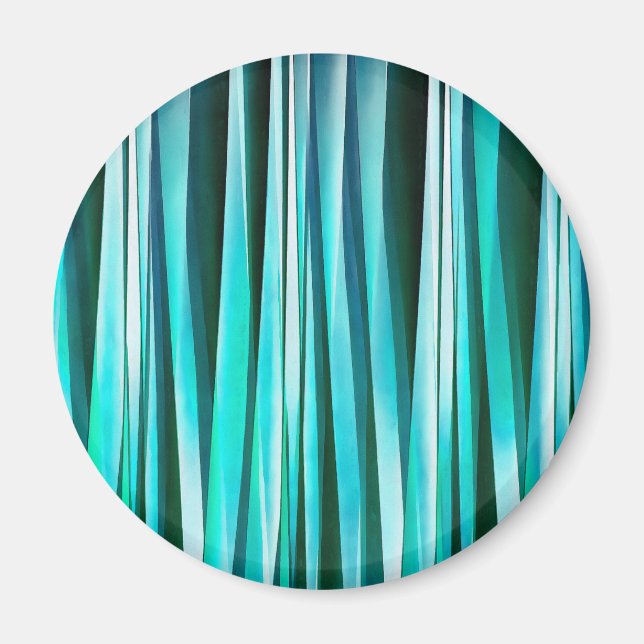 Turquoise and Cyan Ocean Stripy Lines Pattern Magnet (Front)