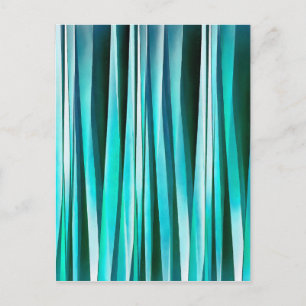 Turquoise and Cyan Ocean Stripy Lines Pattern Postcard