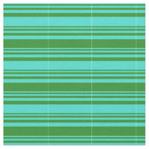 Turquoise and Forest Green Coloured Stripes Fabric