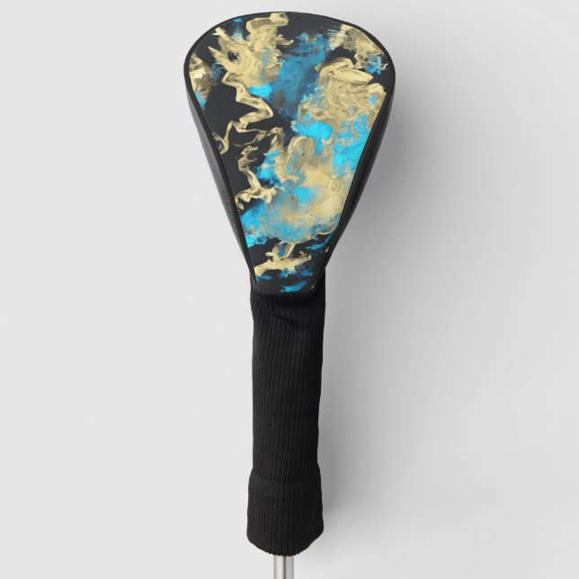 Turquoise and Gold Abstract Art   Golf Head Cover (Front)