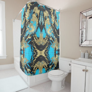 Turquoise and Gold Abstract Art   Sherpa Blanket