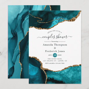 Turquoise and Gold Agate Couples Shower Invitation