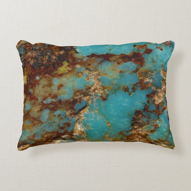 Turquoise and gold decorative pillow (Front)
