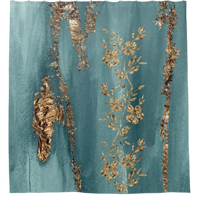 Turquoise and Gold Foil Flowers (Front)