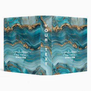 Turquoise and Gold Glitter Agate Binder