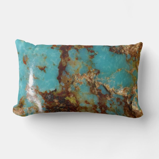 Turquoise and gold lumbar pillow (Front)