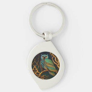 Turquoise and Gold Owl Keychain