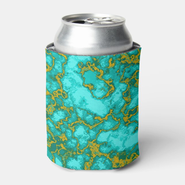 Turquoise and Gold Pattern Can Cooler (Can Front)