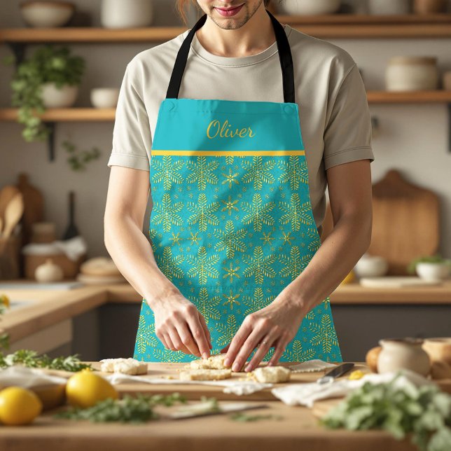 Turquoise and Gold Personalized Apron (Creator Uploaded)