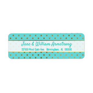 Turquoise and Gold Polka Dot Address Labels