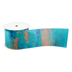 Turquoise and Gold Ribbon Satin Ribbon