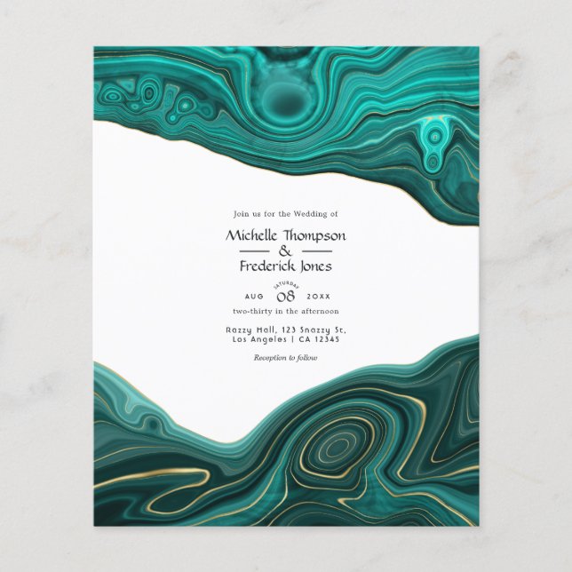 Turquoise and Gold Strata Agate Wedding Flyer (Front)