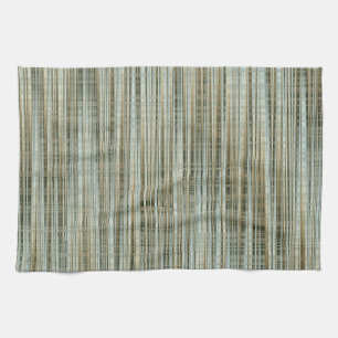 Turquoise and Gold Striped Pattern Kitchen Towel