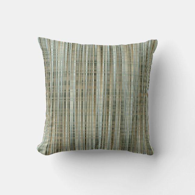 Turquoise and Gold Striped Pattern Throw Pillow (Front)