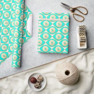 Turquoise and Gold Third Eye  Wrapping Paper