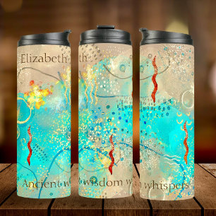 Turquoise And Golden Ancient Wisdom Boho Thermal Tumbler