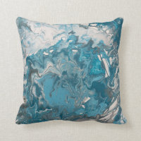 Turquoise and Gray Acrylic Pour Paint Marbleized