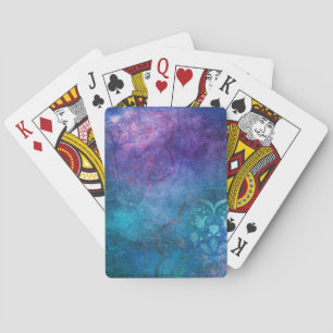 Turquoise and Green Elegant Lotus Flower Playing Cards