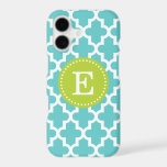 Turquoise and Green Modern Moroccan Monogram<br><div class="desc">Chic Girly Preppy Modern Moroccan Quatrefoil Lattice Design with Custom Personalized Monogram Name or Initial</div>
