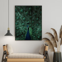 Turquoise and Green Peacock Wall Art Poster