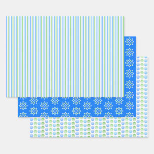 Turquoise and Green Scallop Shells Wrapping Paper Sheet