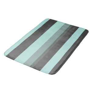 Turquoise and Grey Abstract Stripes Bath Mat