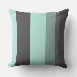 Turquoise and Grey Abstract Stripes Throw Pillow