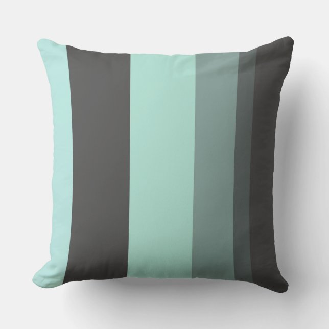Turquoise and Grey Abstract Stripes Throw Pillow (Front)