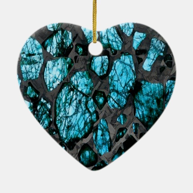 Turquoise and Grey Galactic Artistic Ceramic Ornament (Back)