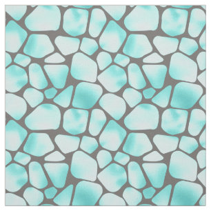 Turquoise and Grey Giraffe Print Fabric