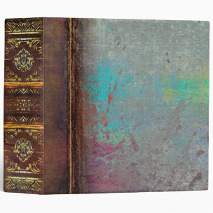 Turquoise and Grey Grunge Rustic Ancient Tome Binder