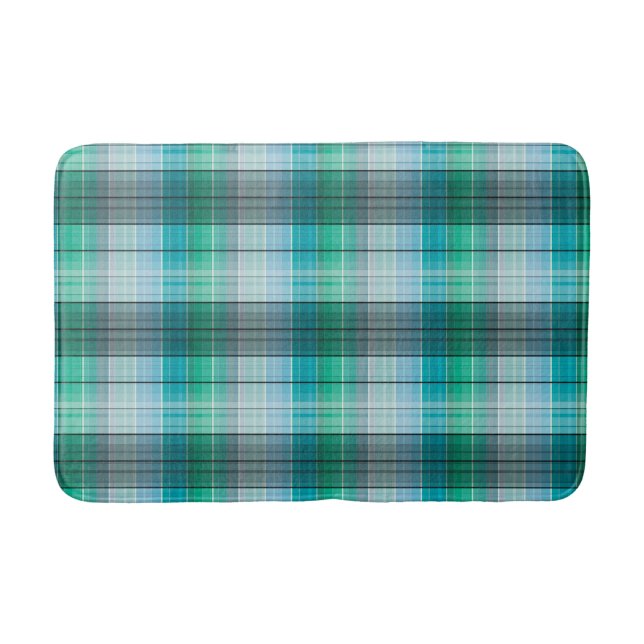 Turquoise and grey in a cage bath mat (Front)