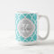 Turquoise and Grey Moroccan Quatrefoil Monogram