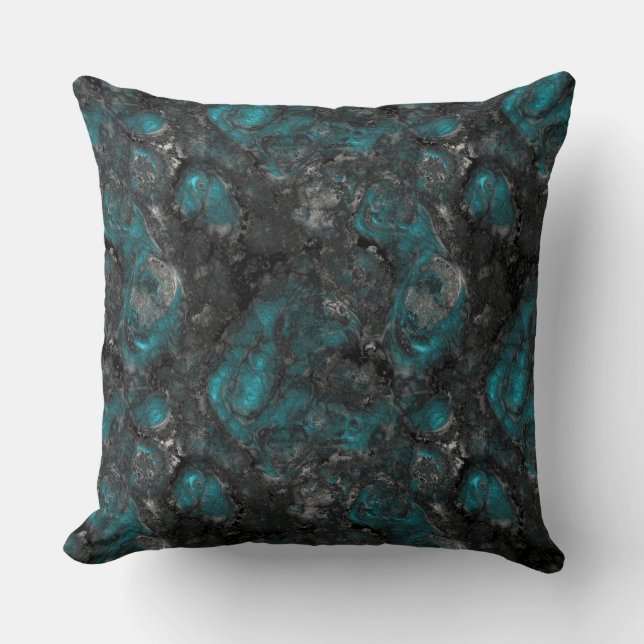 Turquoise and Grey   Throw Pillow (Front)