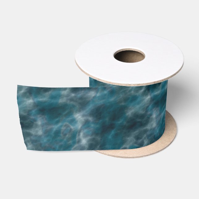 Turquoise and grey water  satin ribbon (Spool)