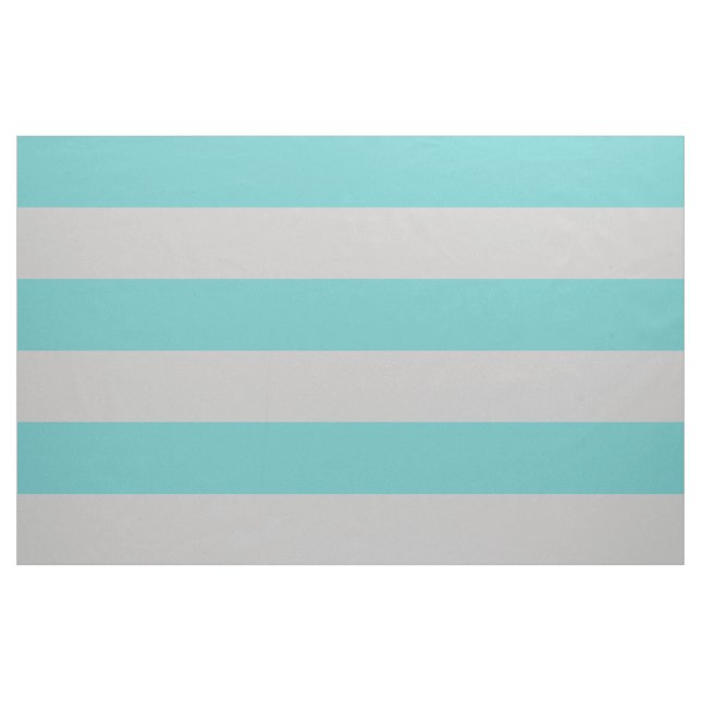 Turquoise and Grey Wide Stripes Large Scale Fabric (Yard)
