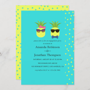 Turquoise and Lemon fun Pineapple Engagement Party Invitation